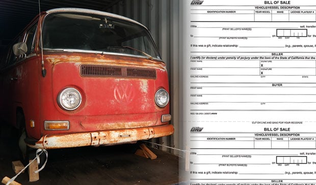 shipping a car overseas bill of sale is a must