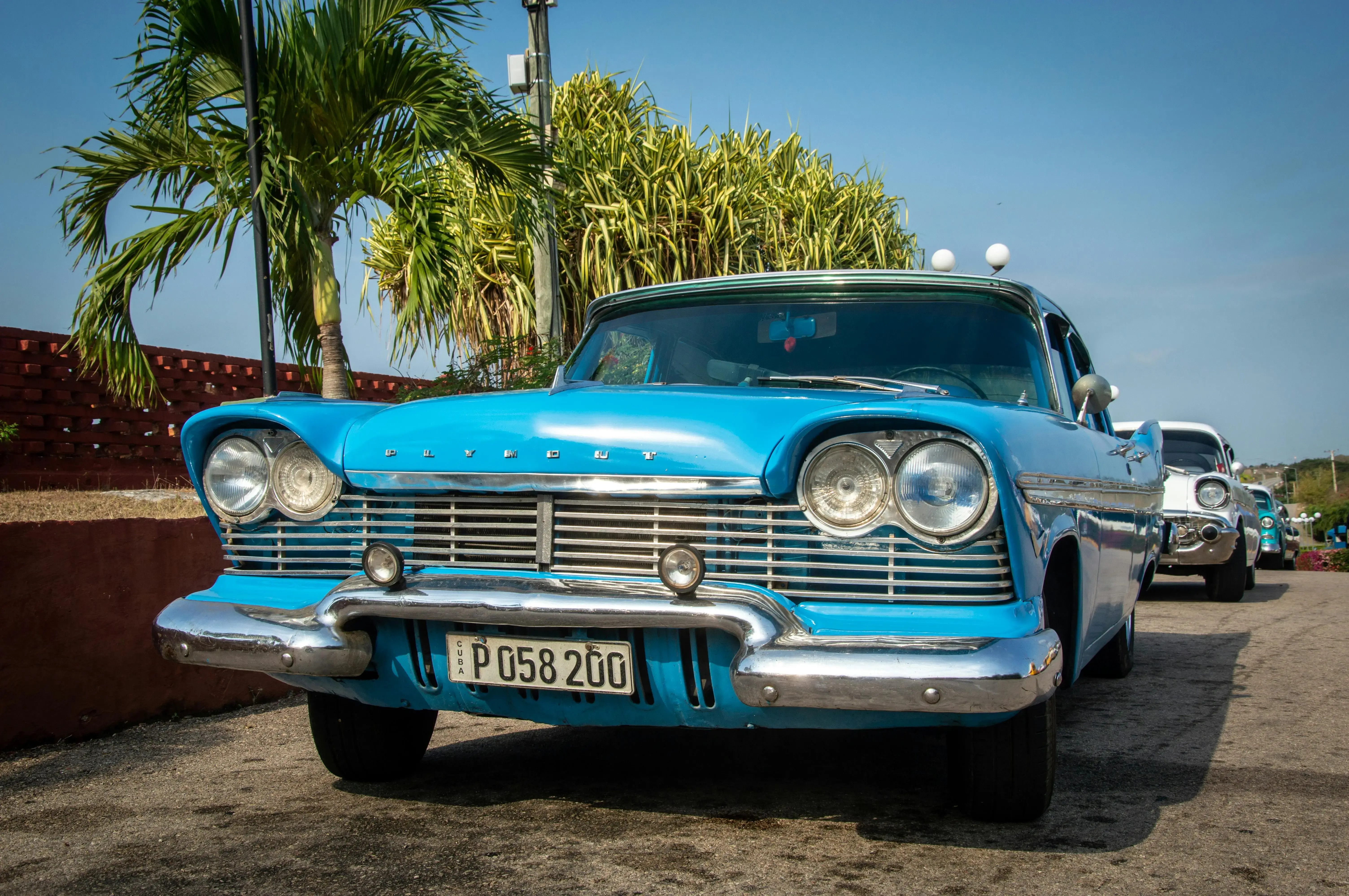 Front of a Blue Plymouth Savoy