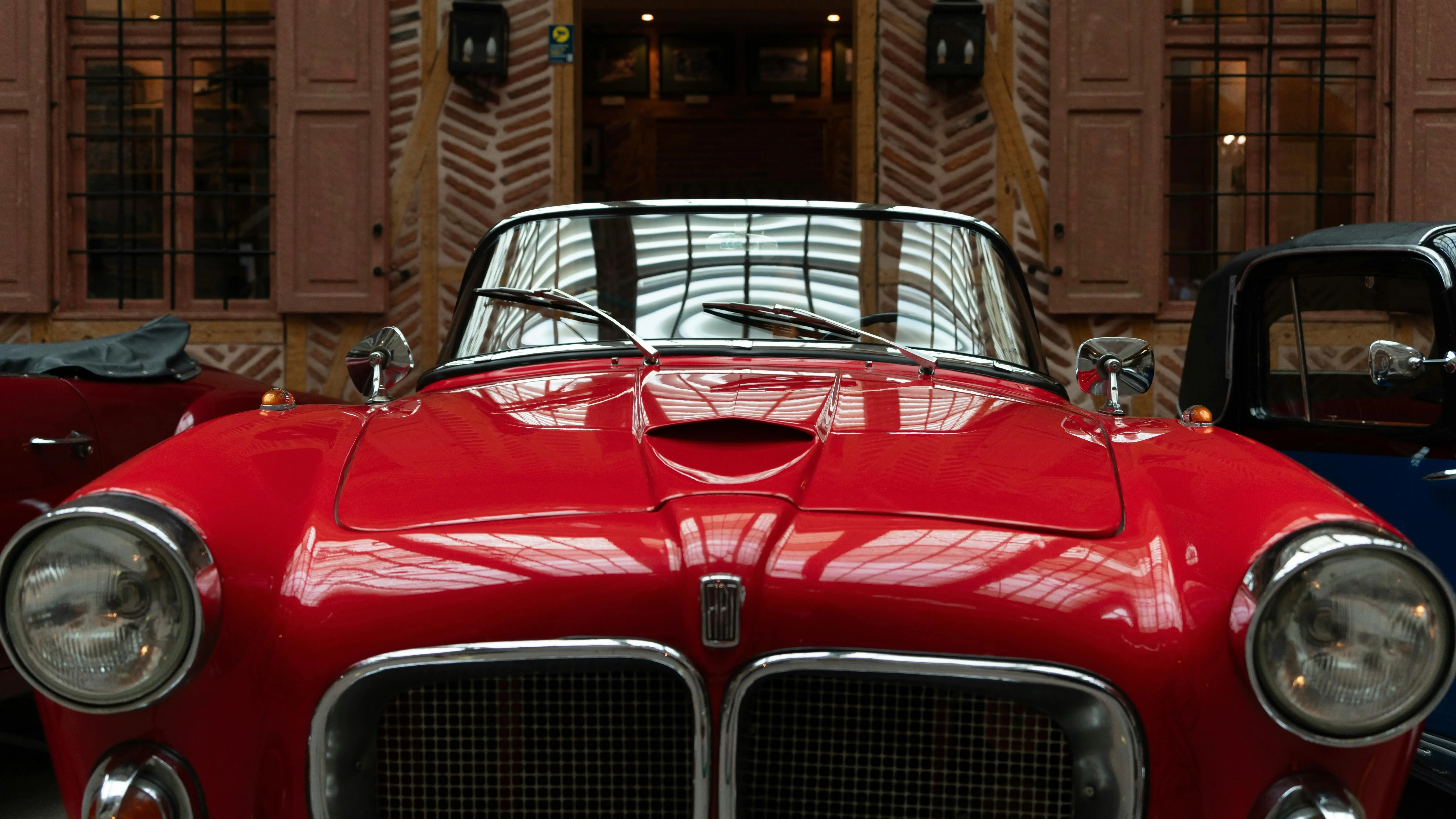 red vintage car
