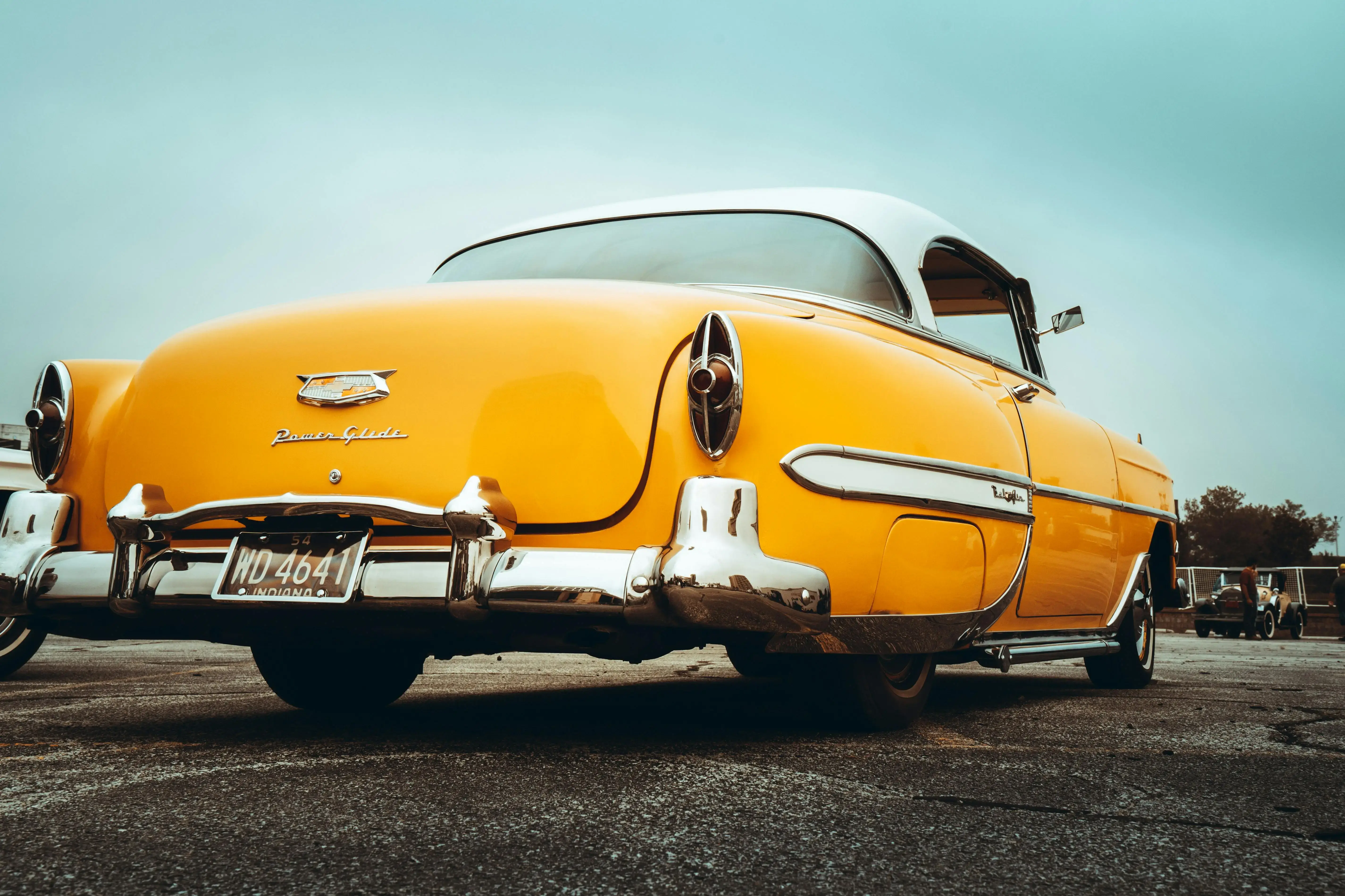 Vintage Yellow Classic American Car Outdoors