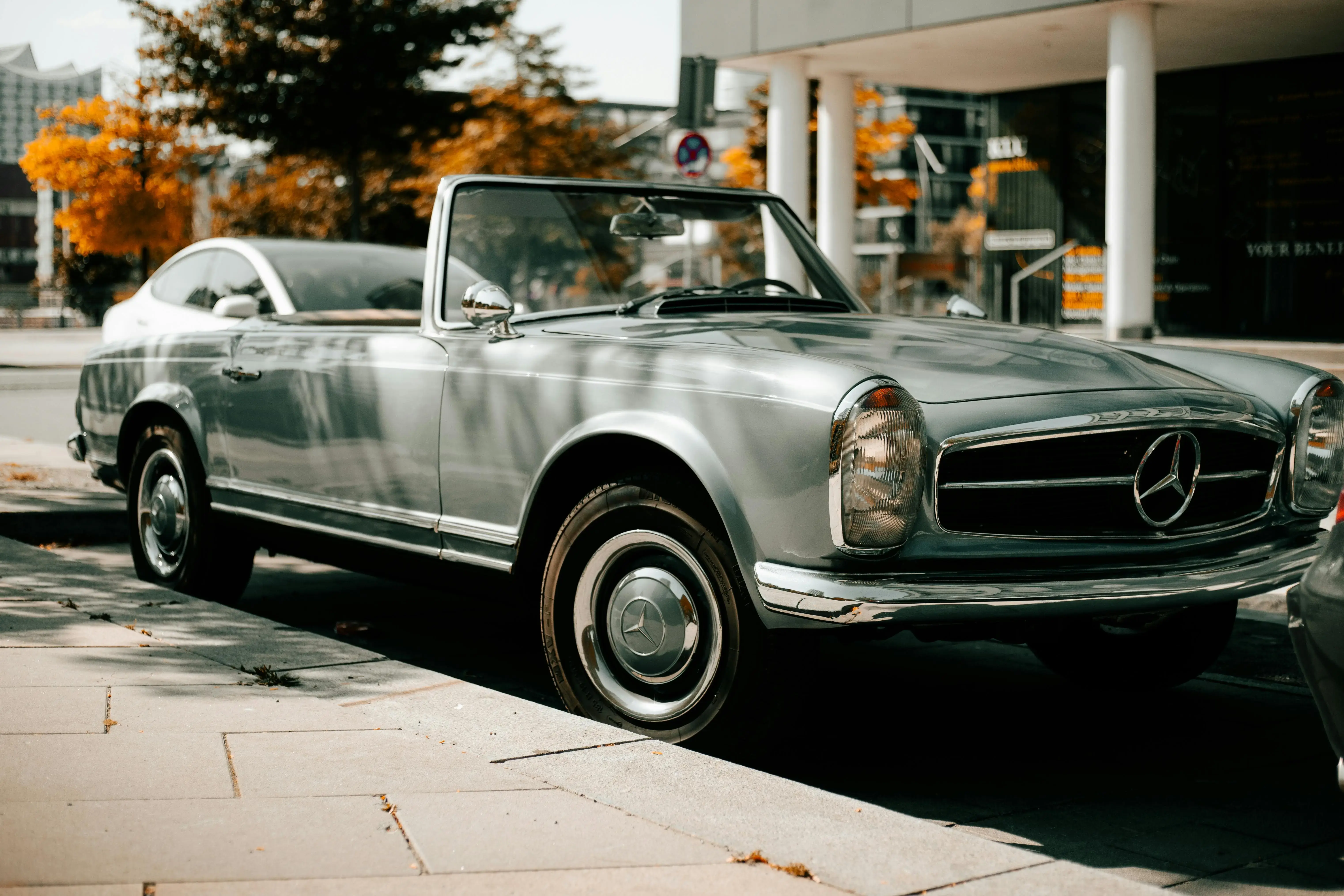 Classic Mercedes Car Parked on Urban Street
