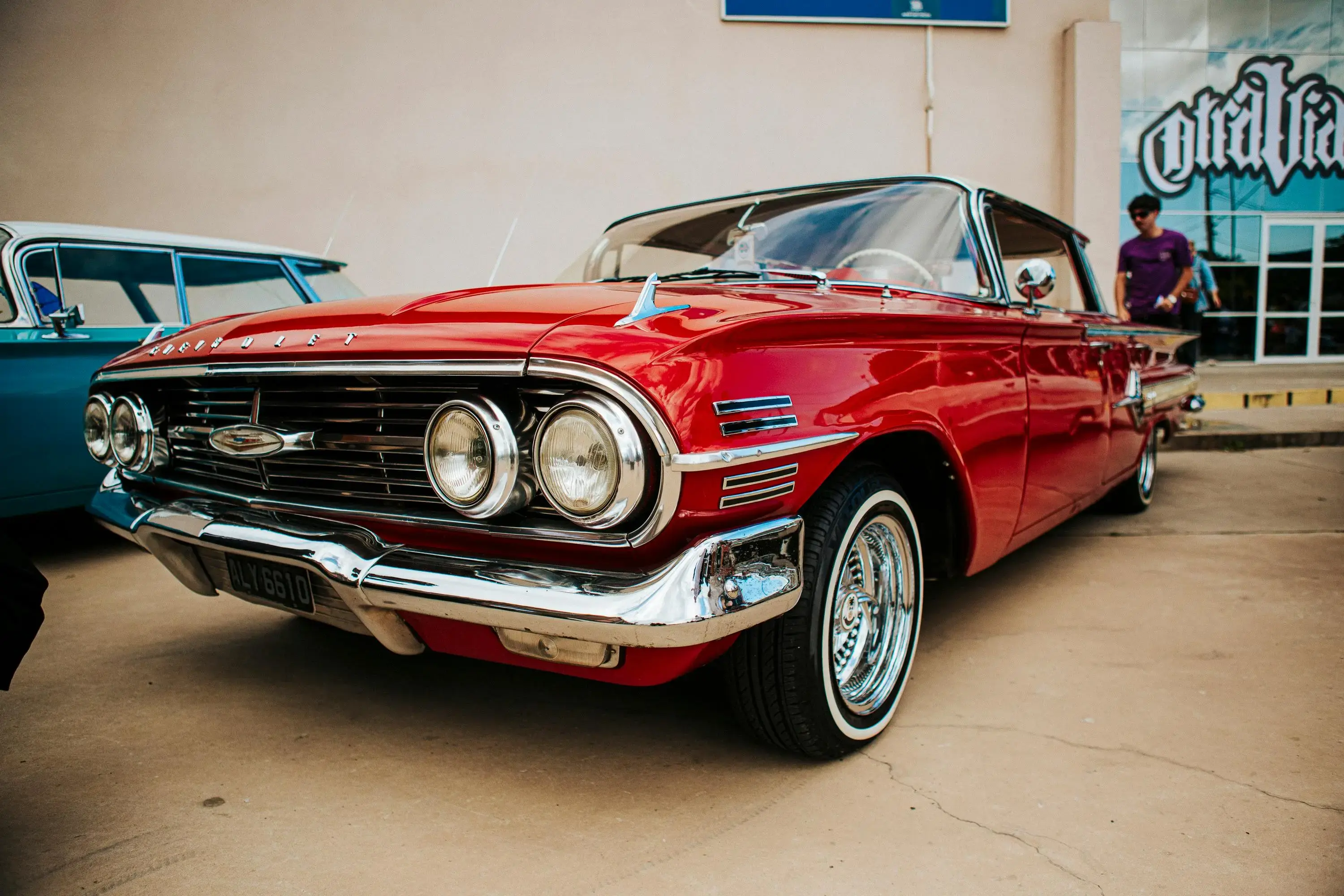 Vintage Red Chevrolet Classic Car 