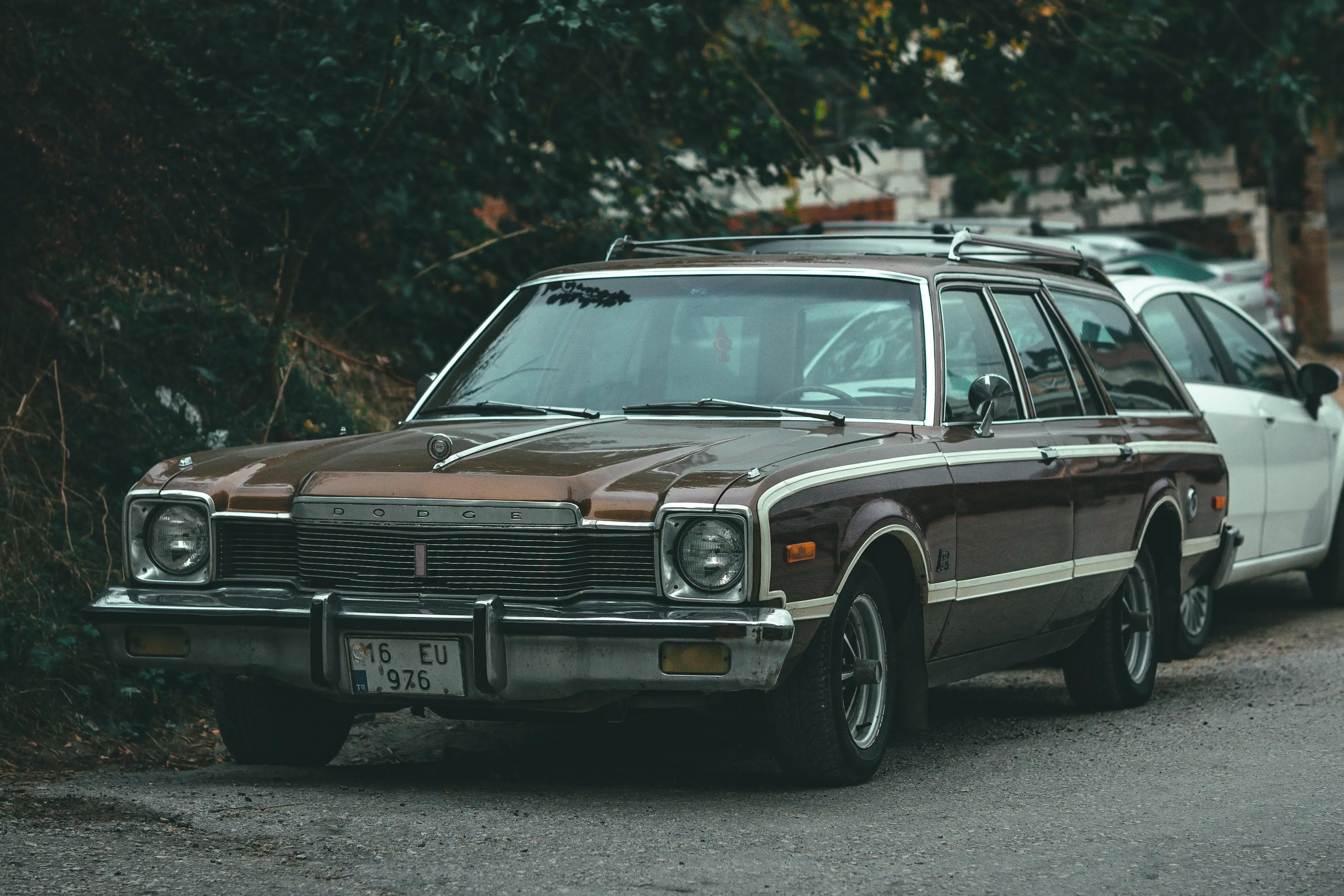 A Brown Vintage Car Parked on the Street