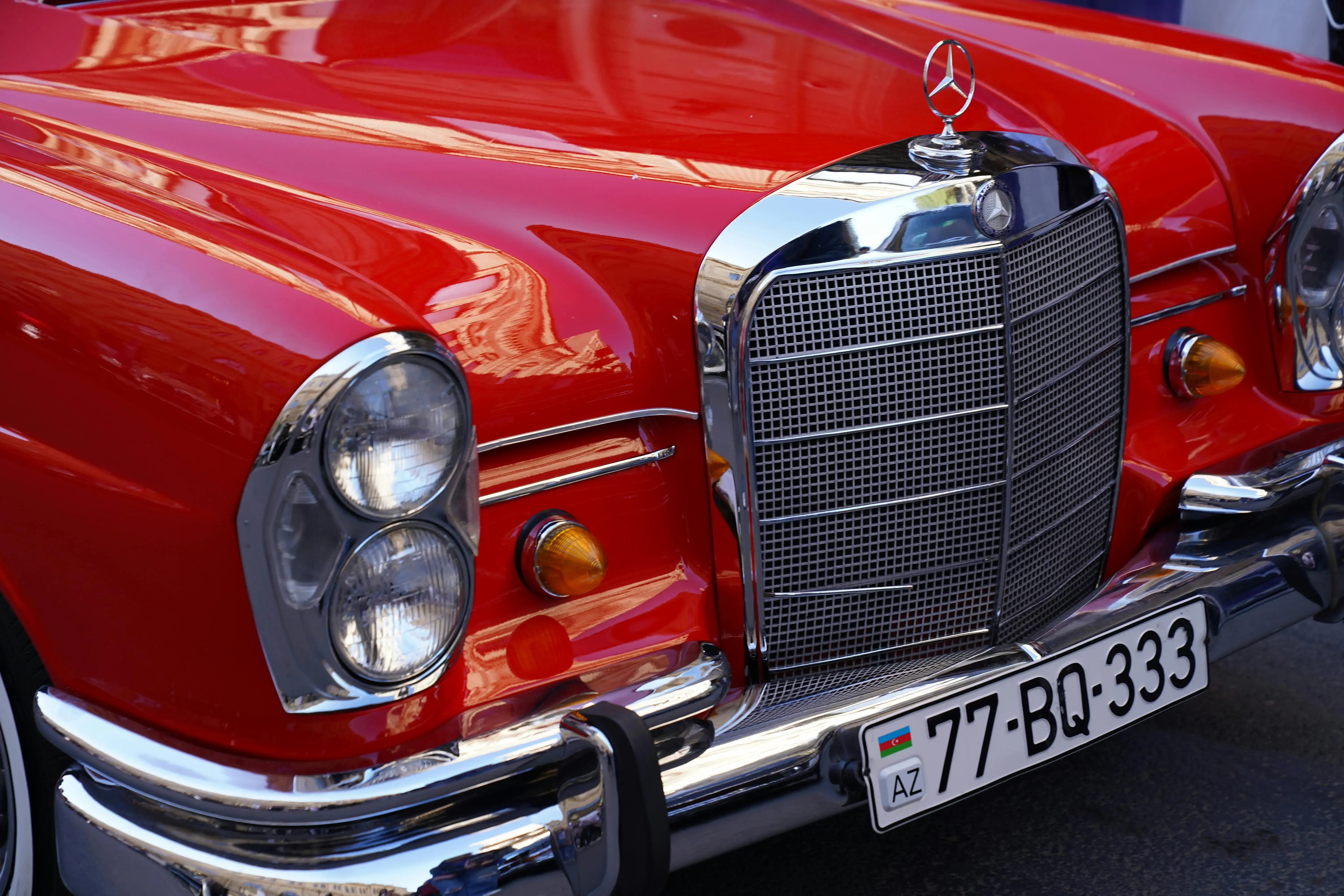 Classic Red Vintage Car Front Detail