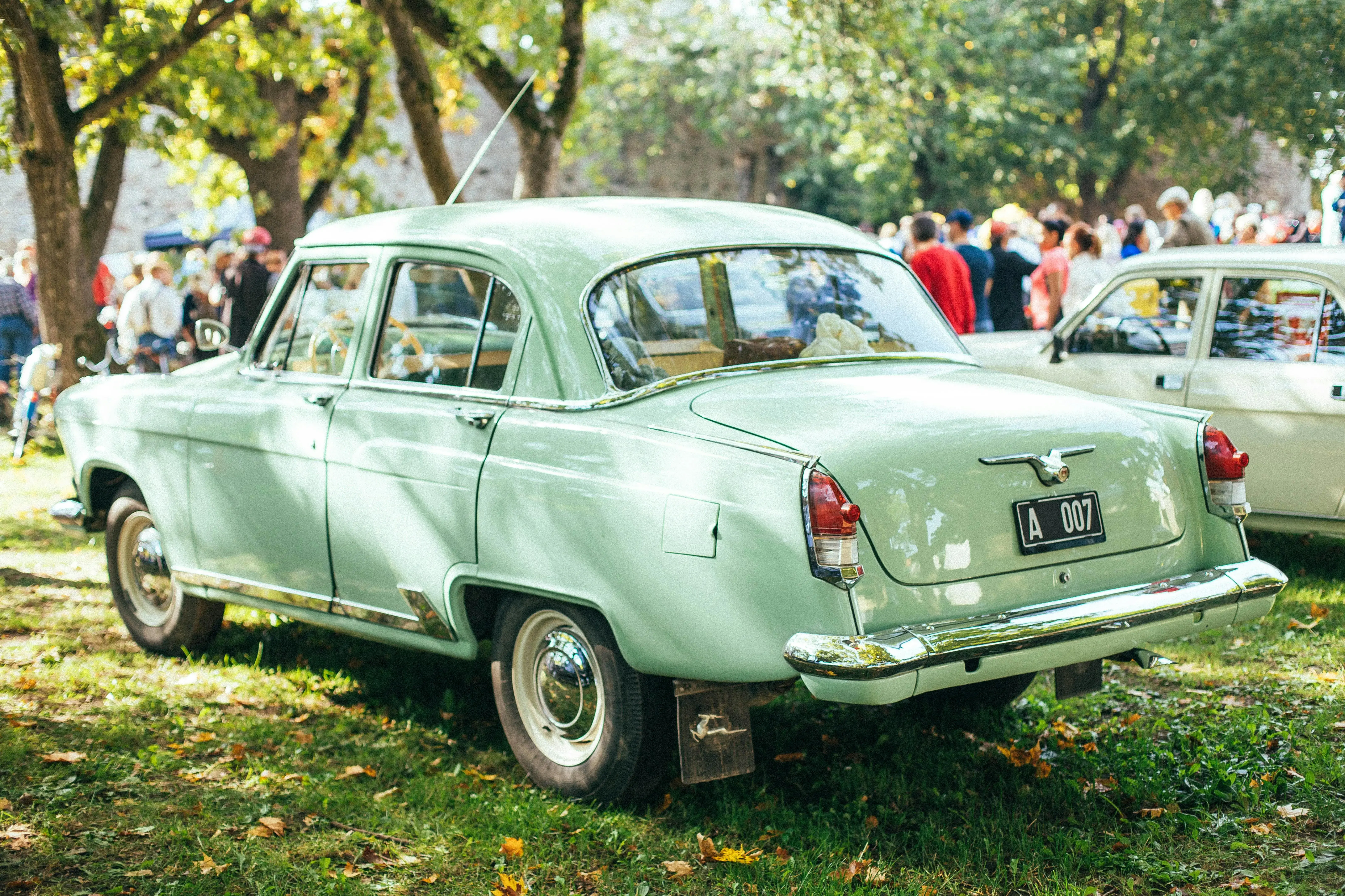 Light Green Classic Car on a Car Show