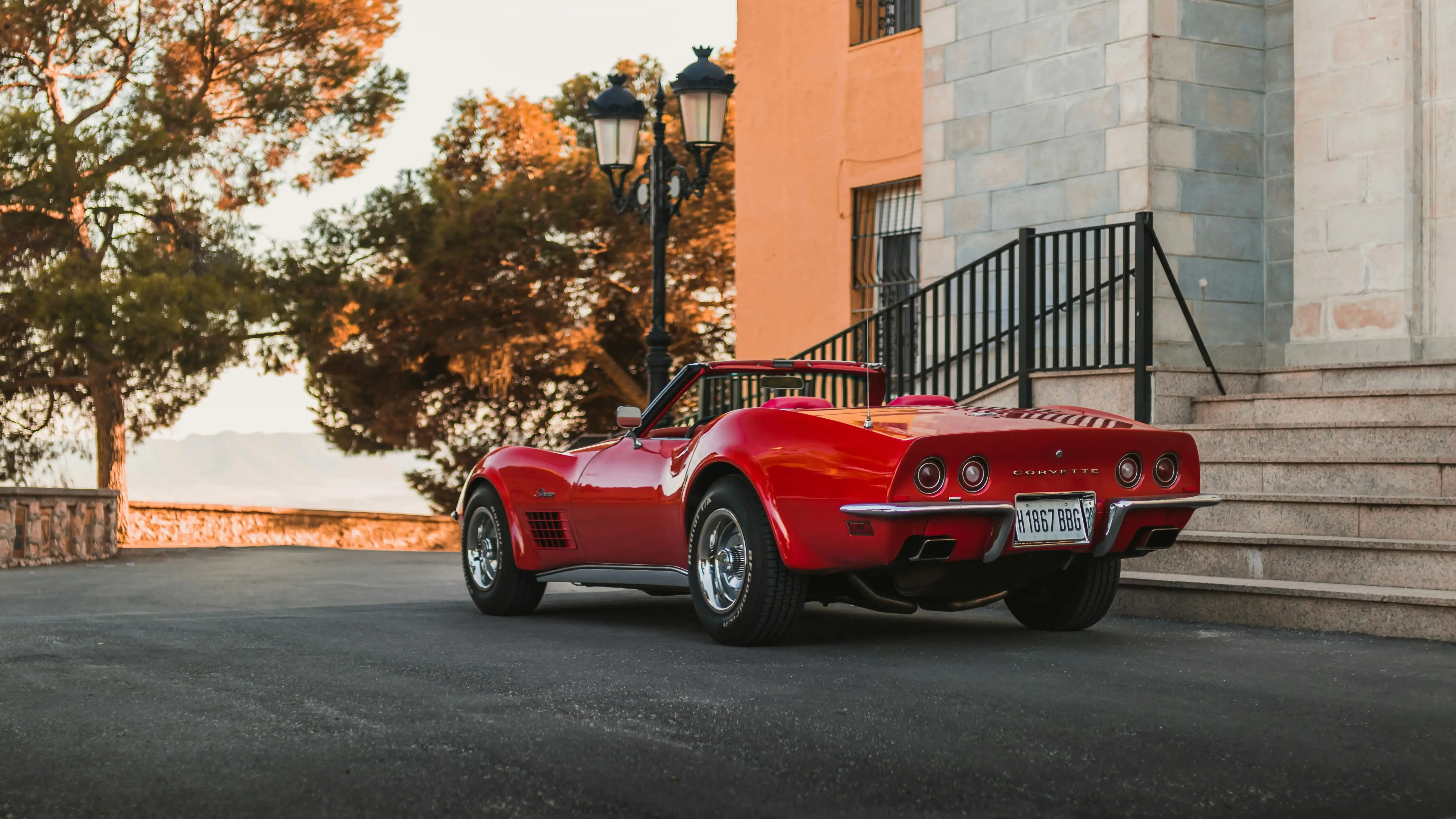 Back View of Red Chevrolet Corvette