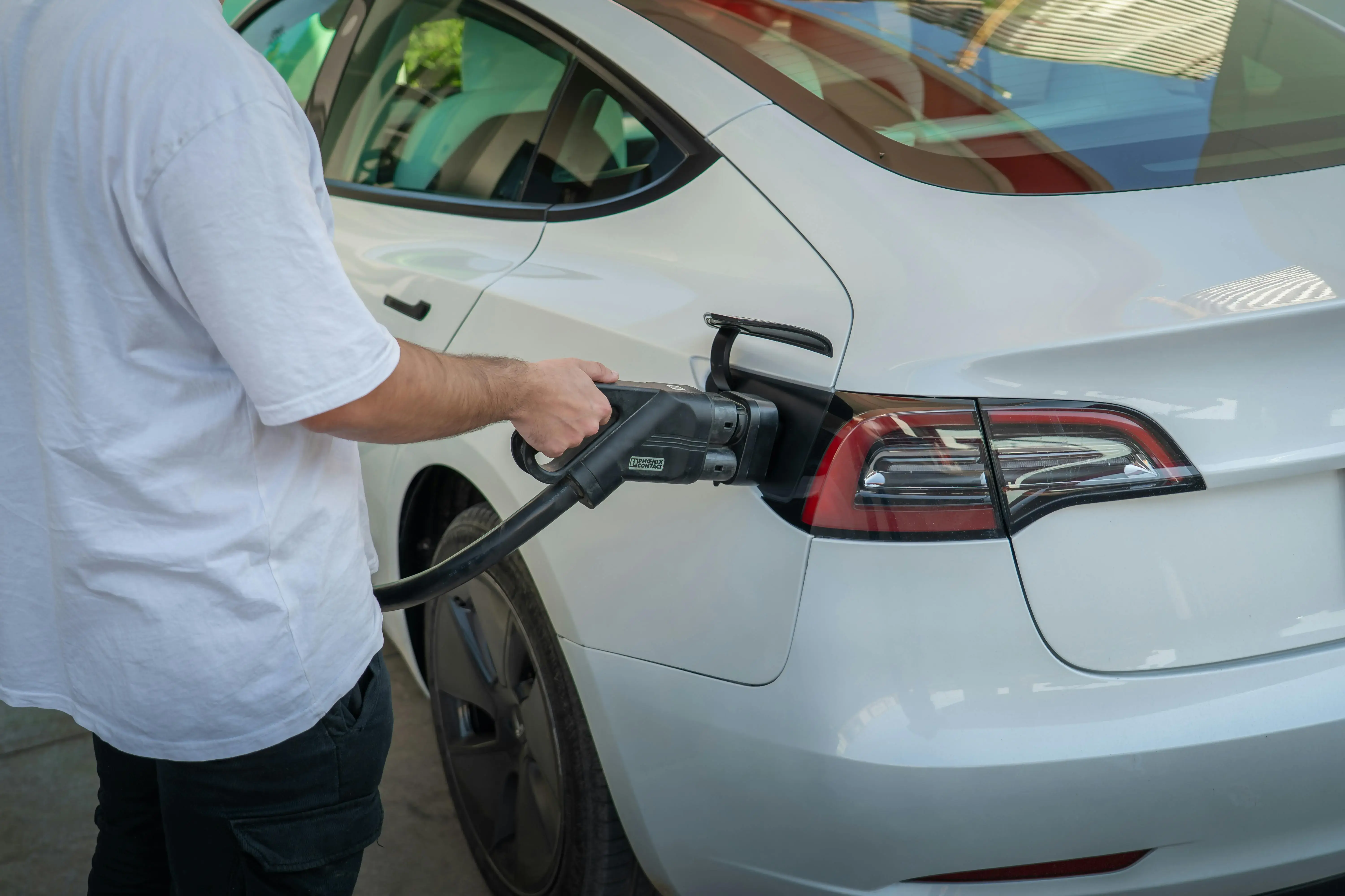 Charging an Electric Car at a Station