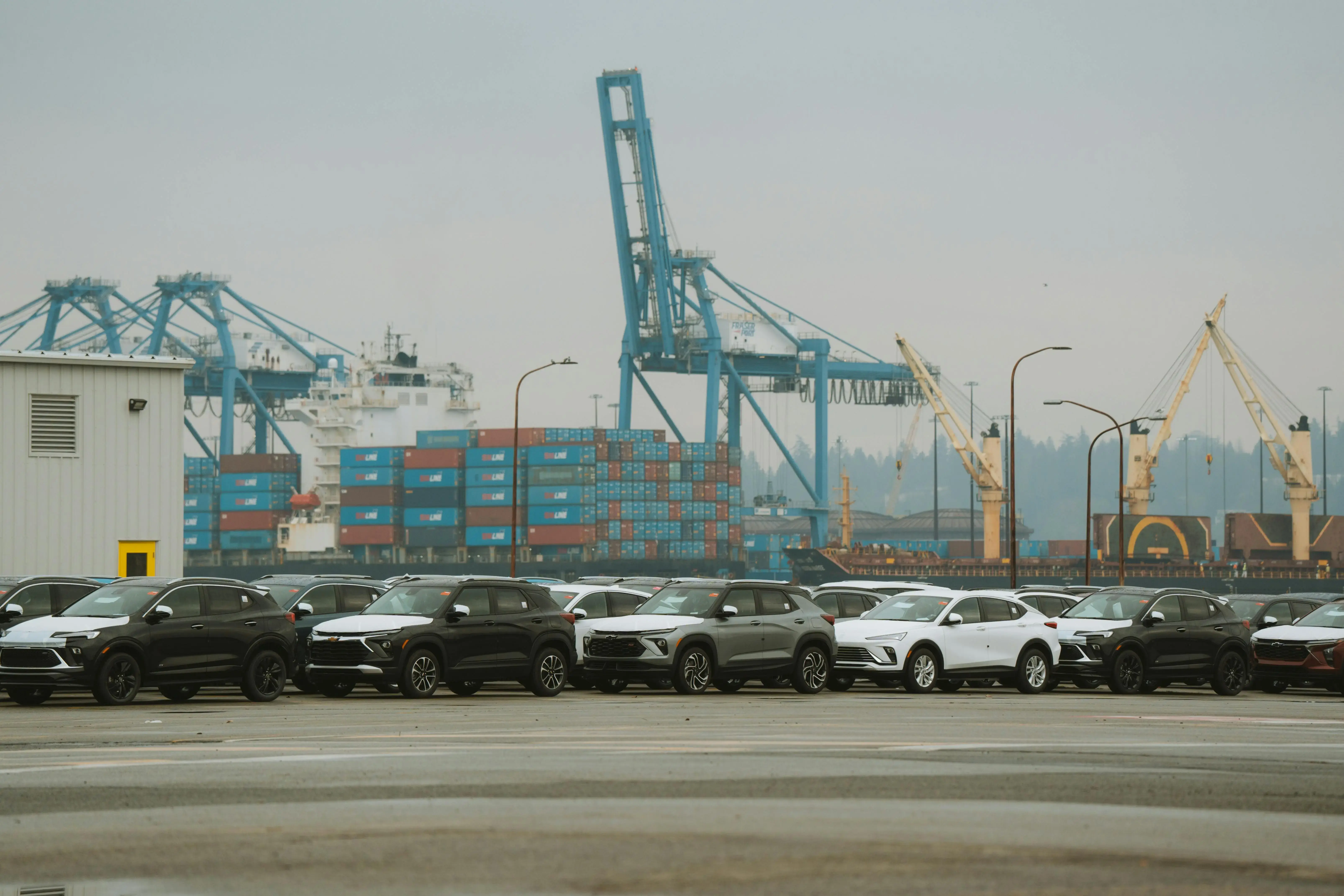 Parked Cars at Industrial Shipping Port