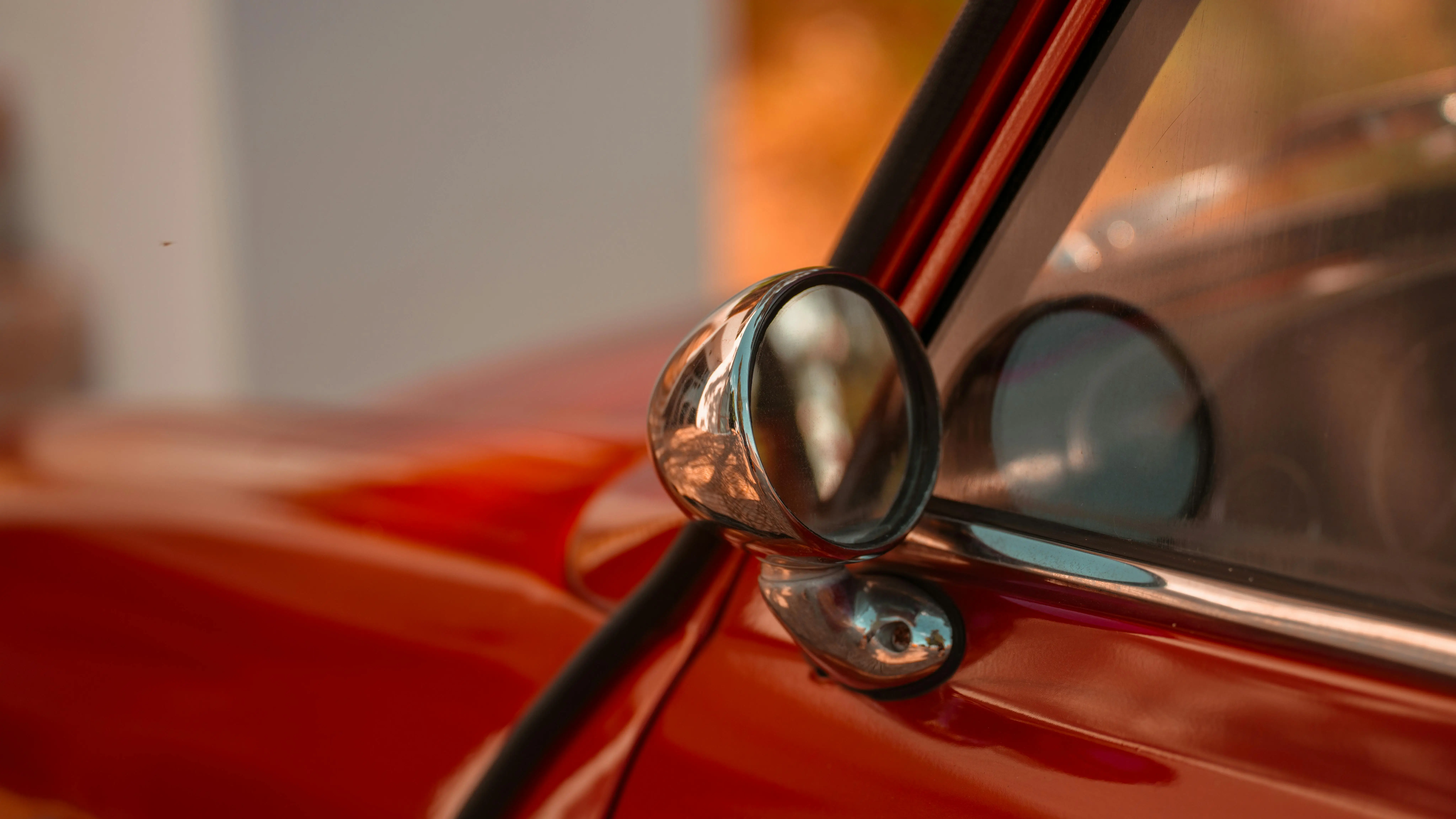 Close-up of Vintage Car Side Mirror in Lisbon