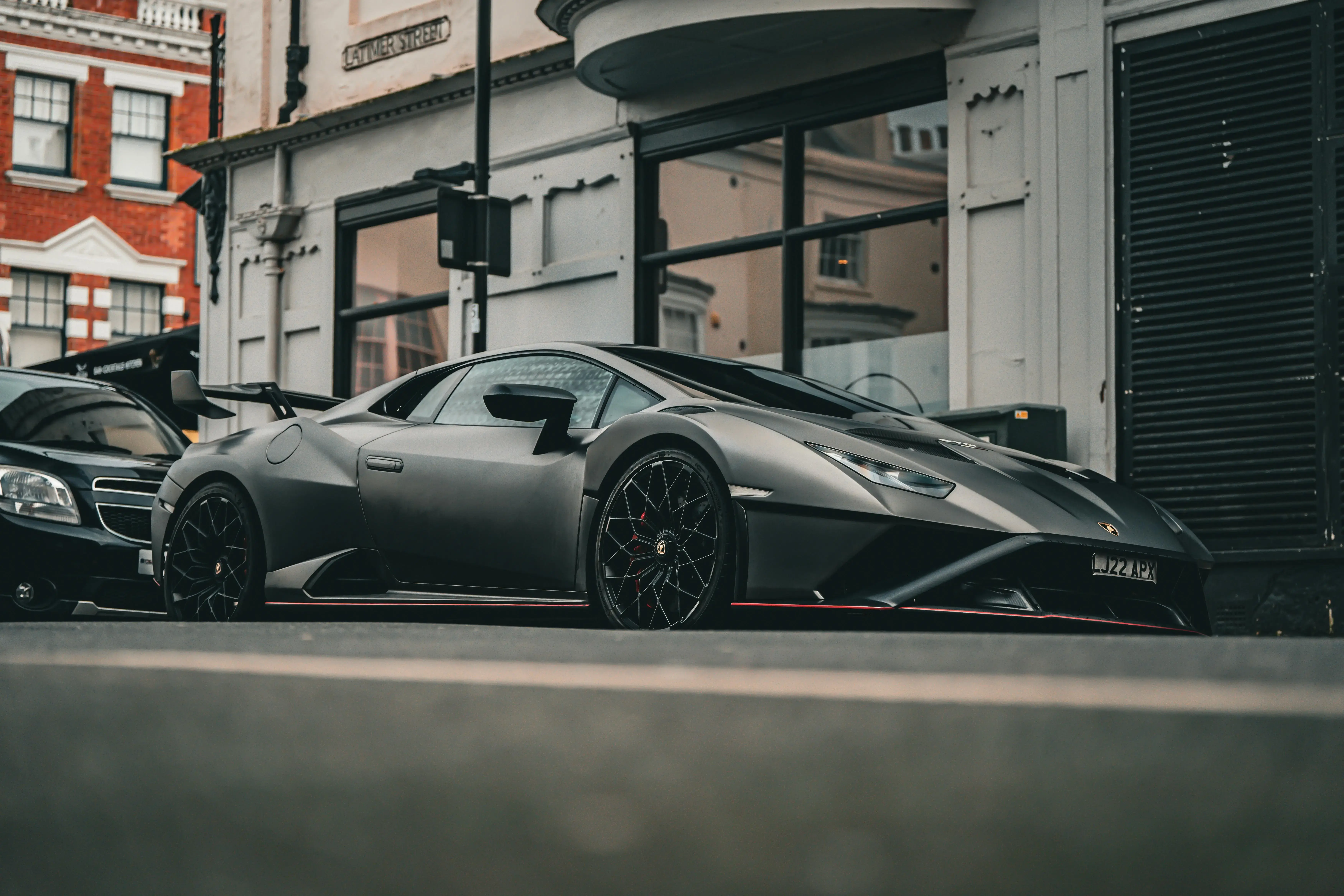 Black Lamborghini by the Street