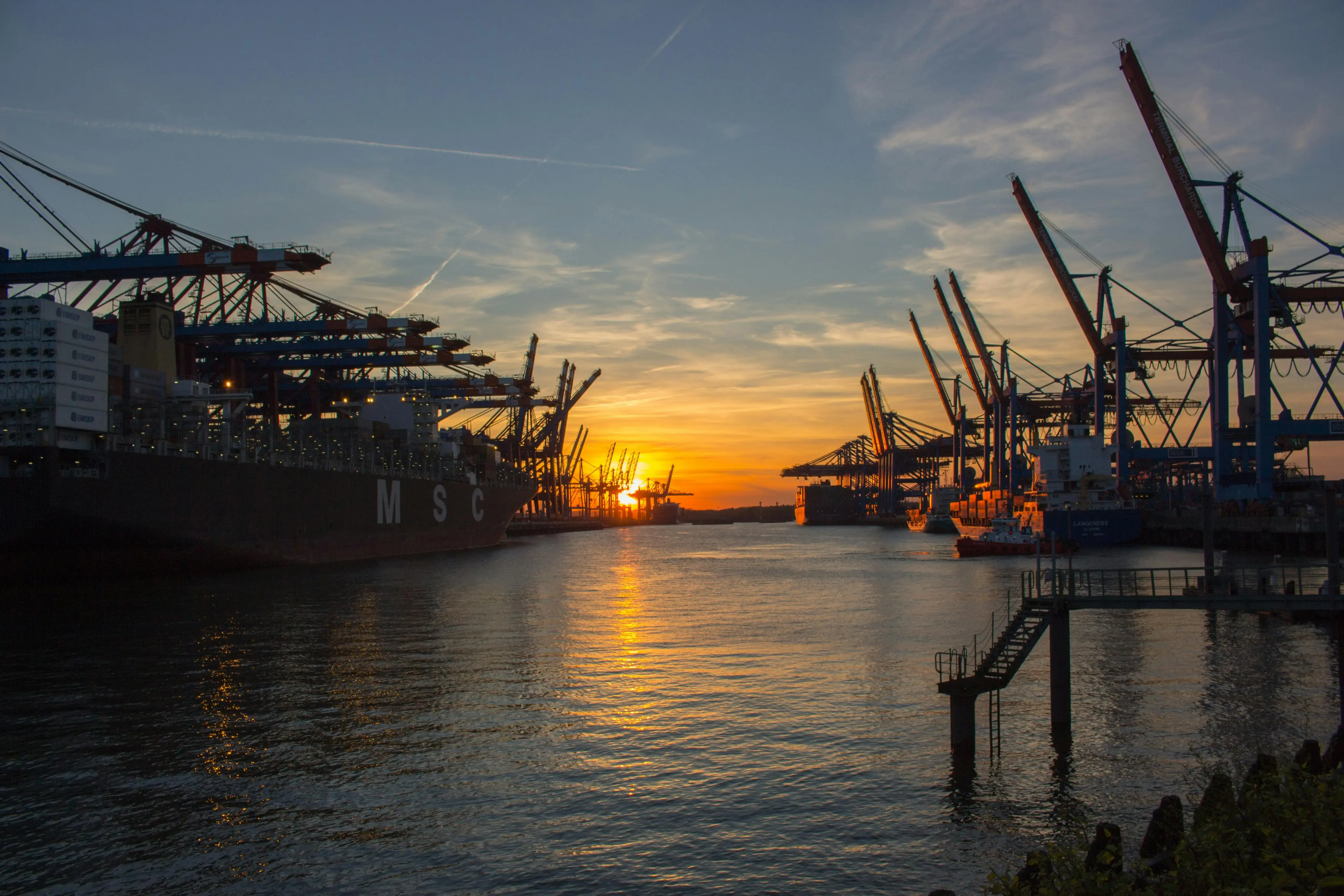 Shipping port during Golden Hour