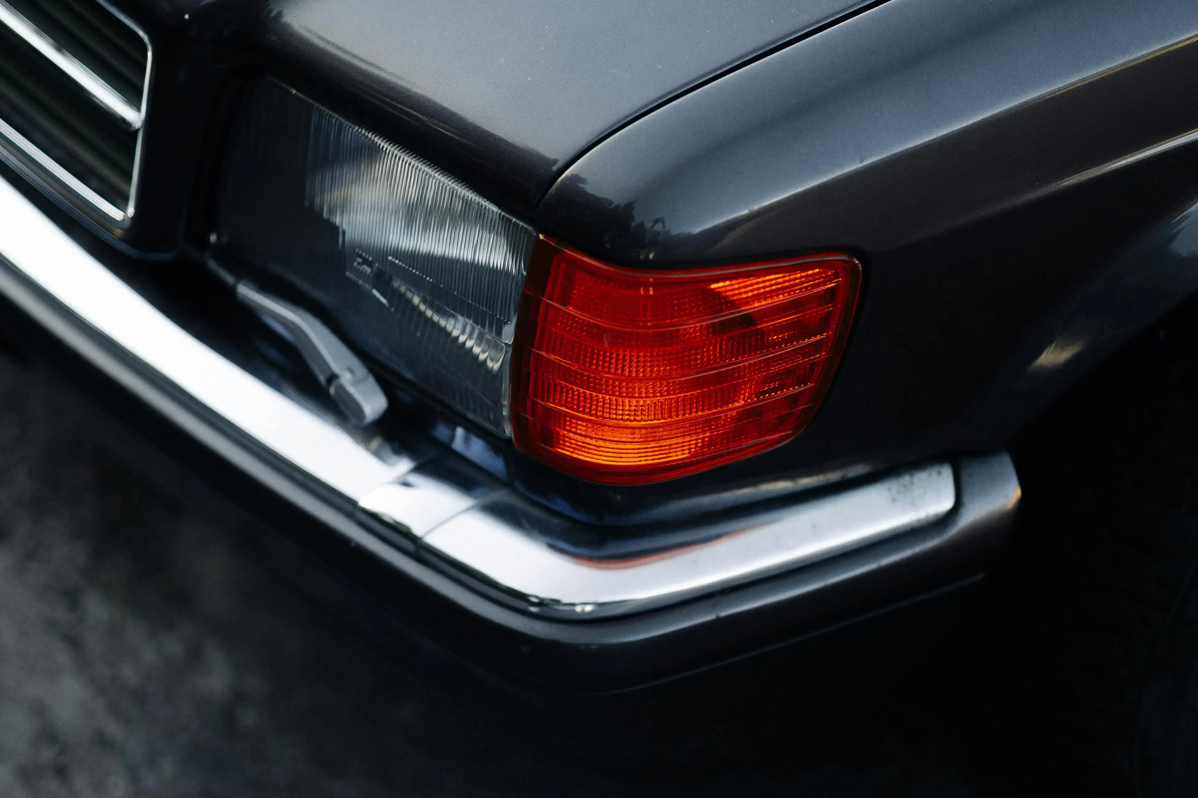 Close-up of Classic Car Rear Light at Twilight