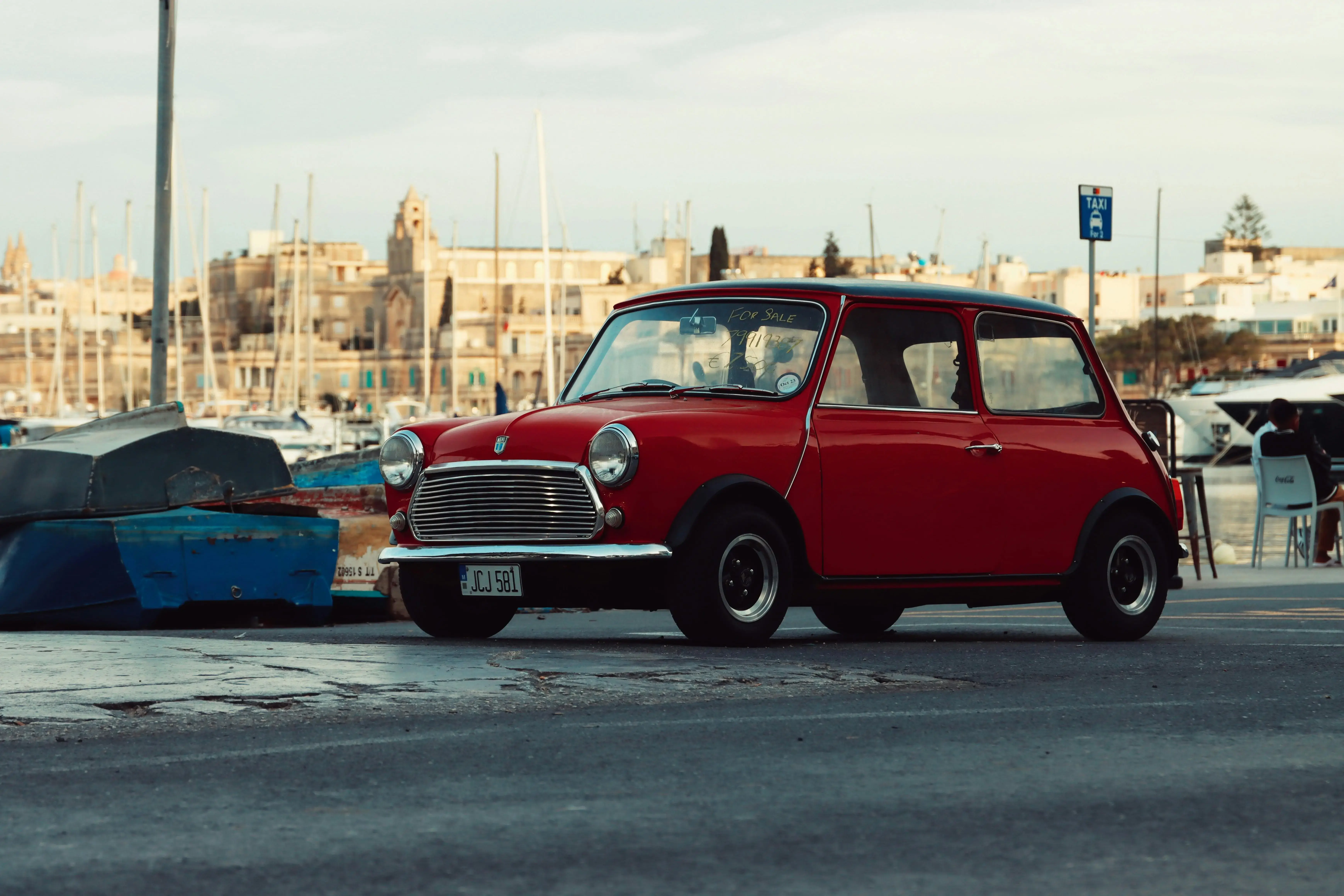 Red Mark I Mini on Street