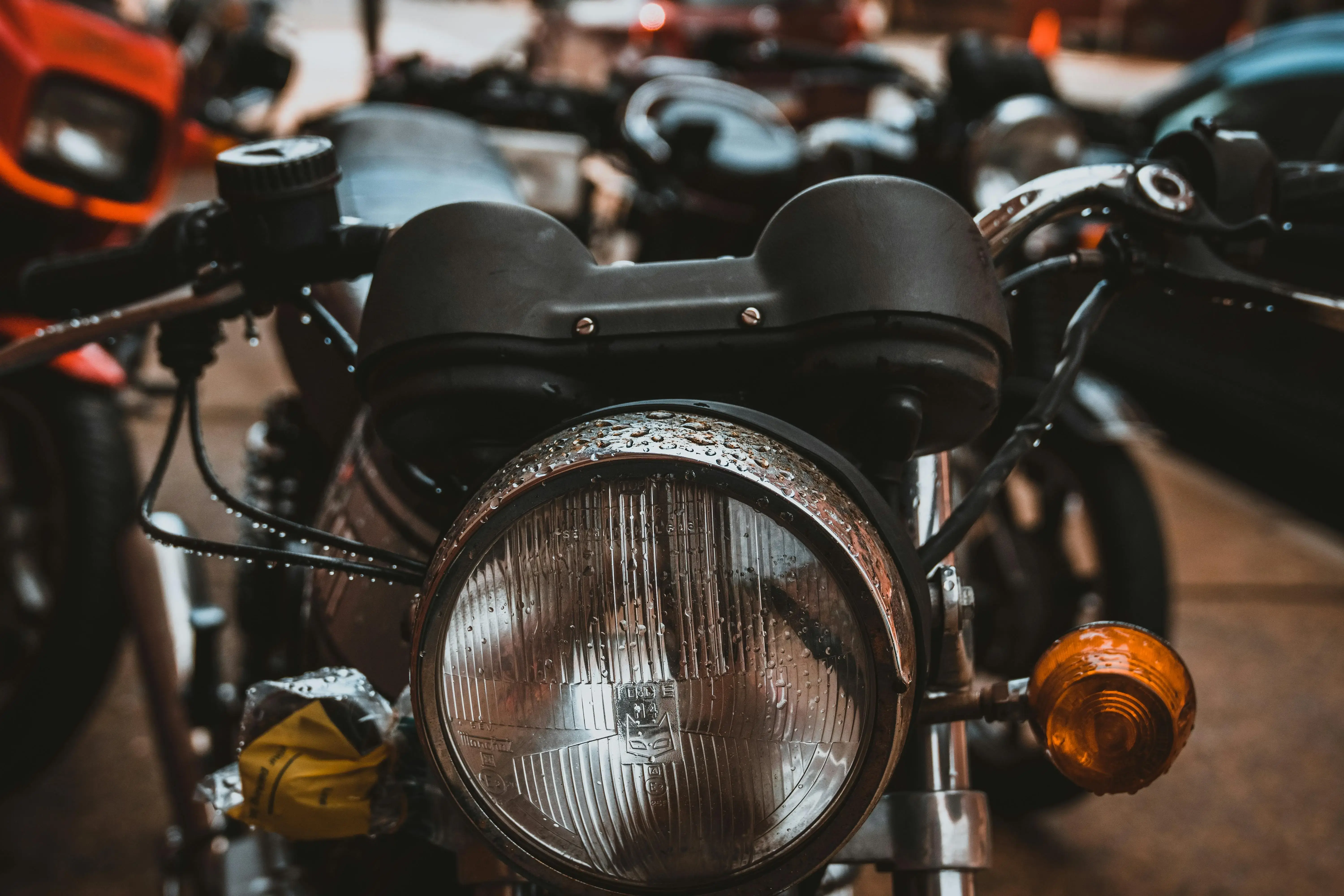 Modern motorcycle with headlight 