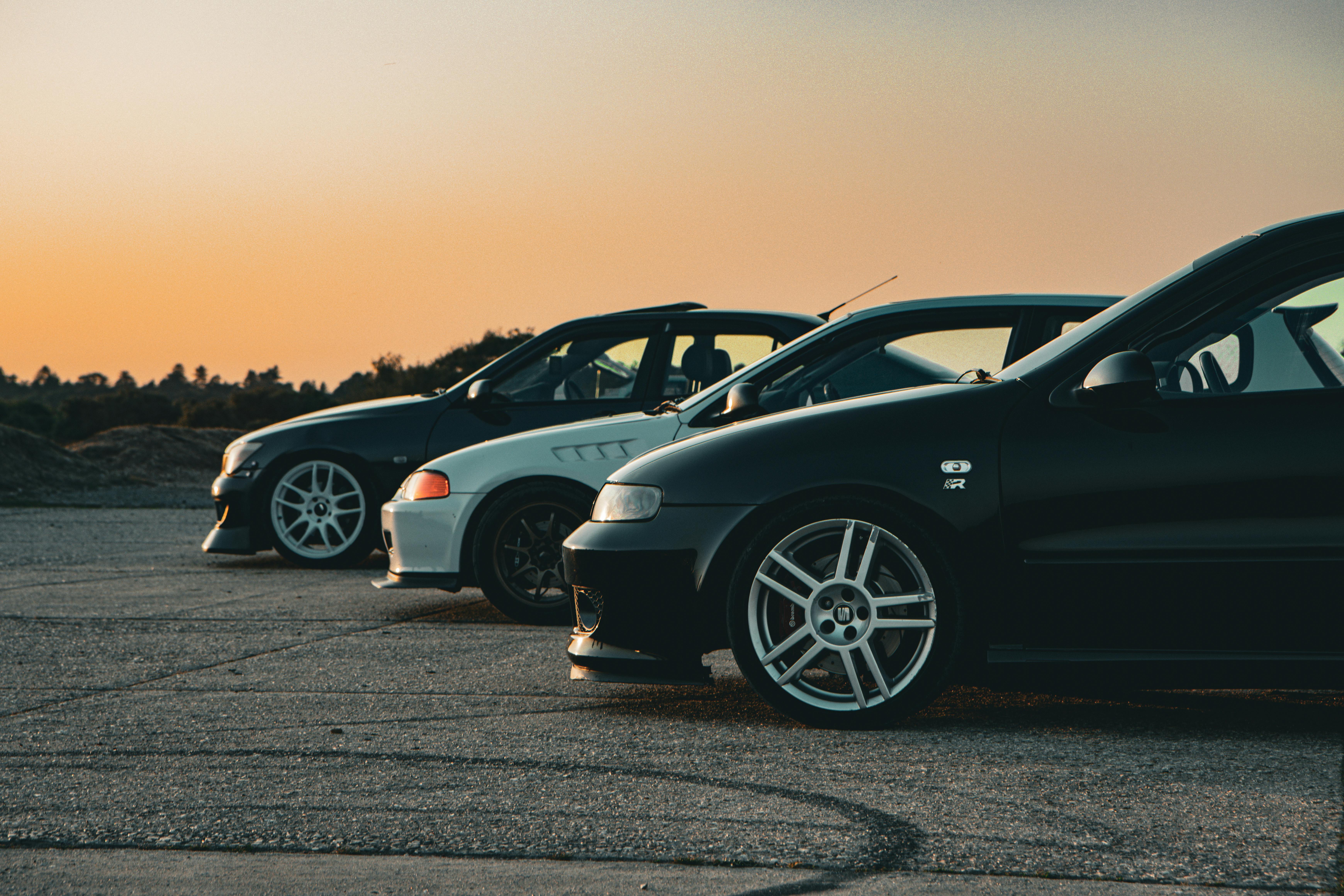 Tuned Cars at Sunset