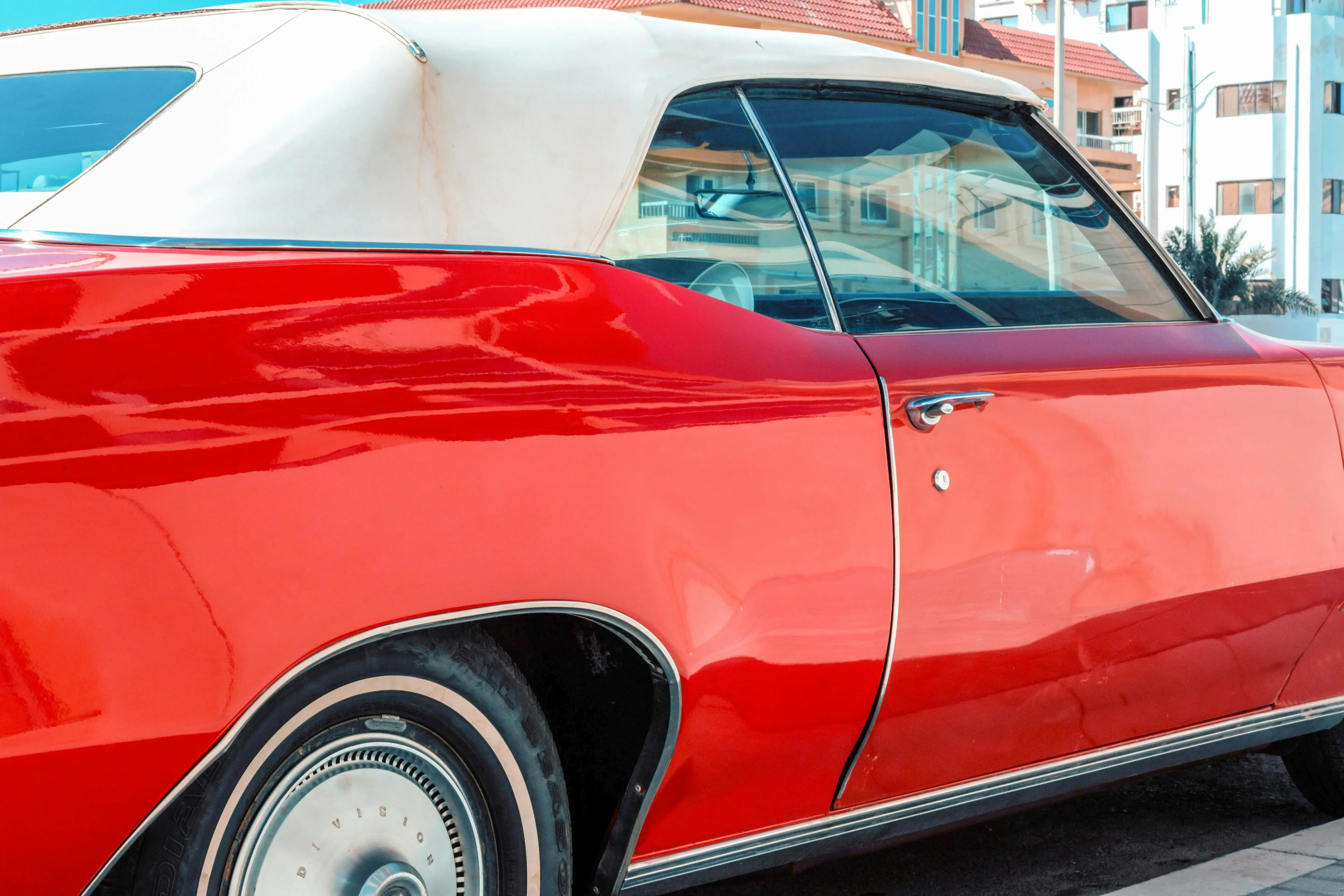 Classic Red Car in Miami Street Scene