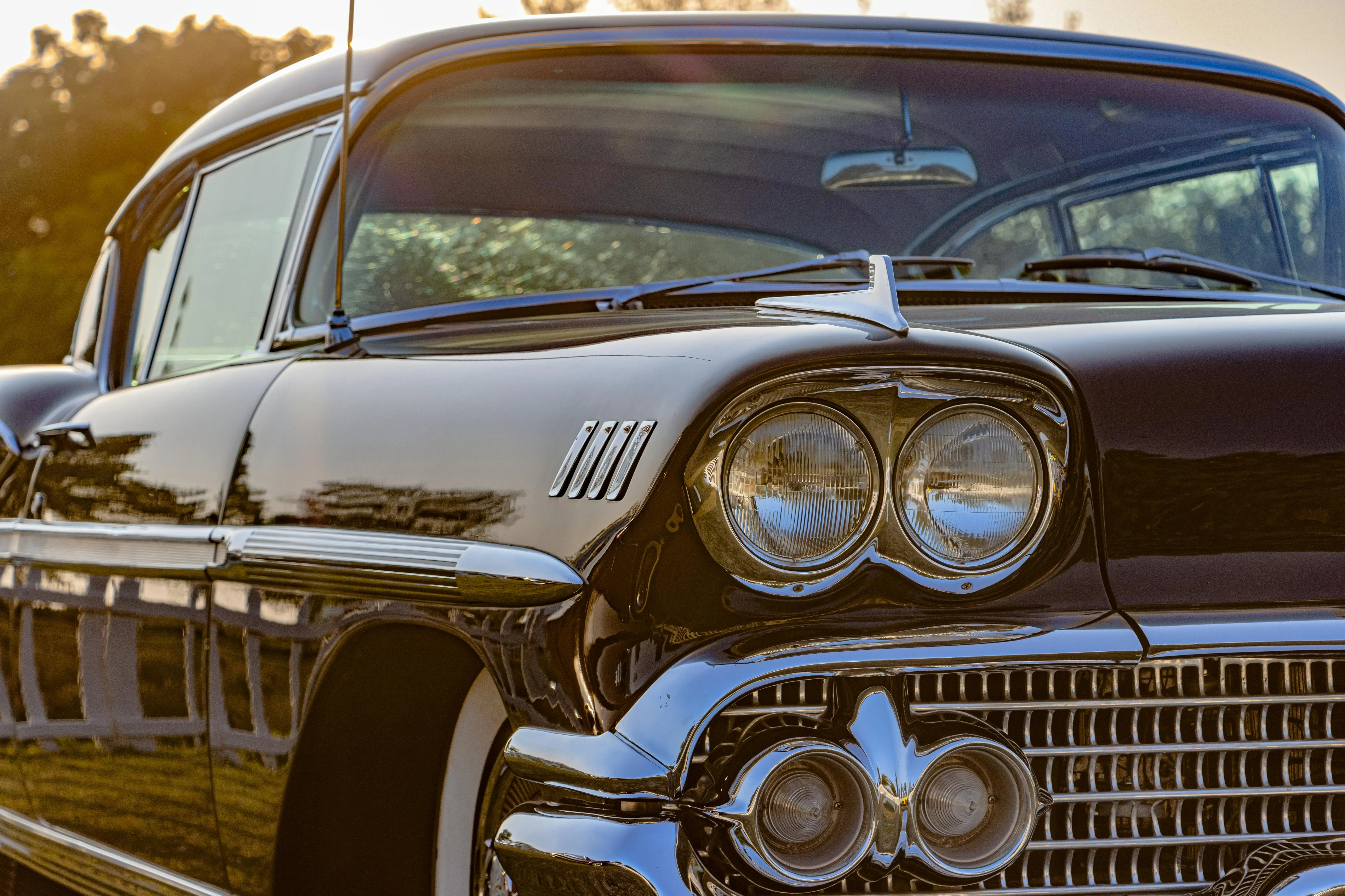 Classic Chevrolet Car at Sunset in Gurugram