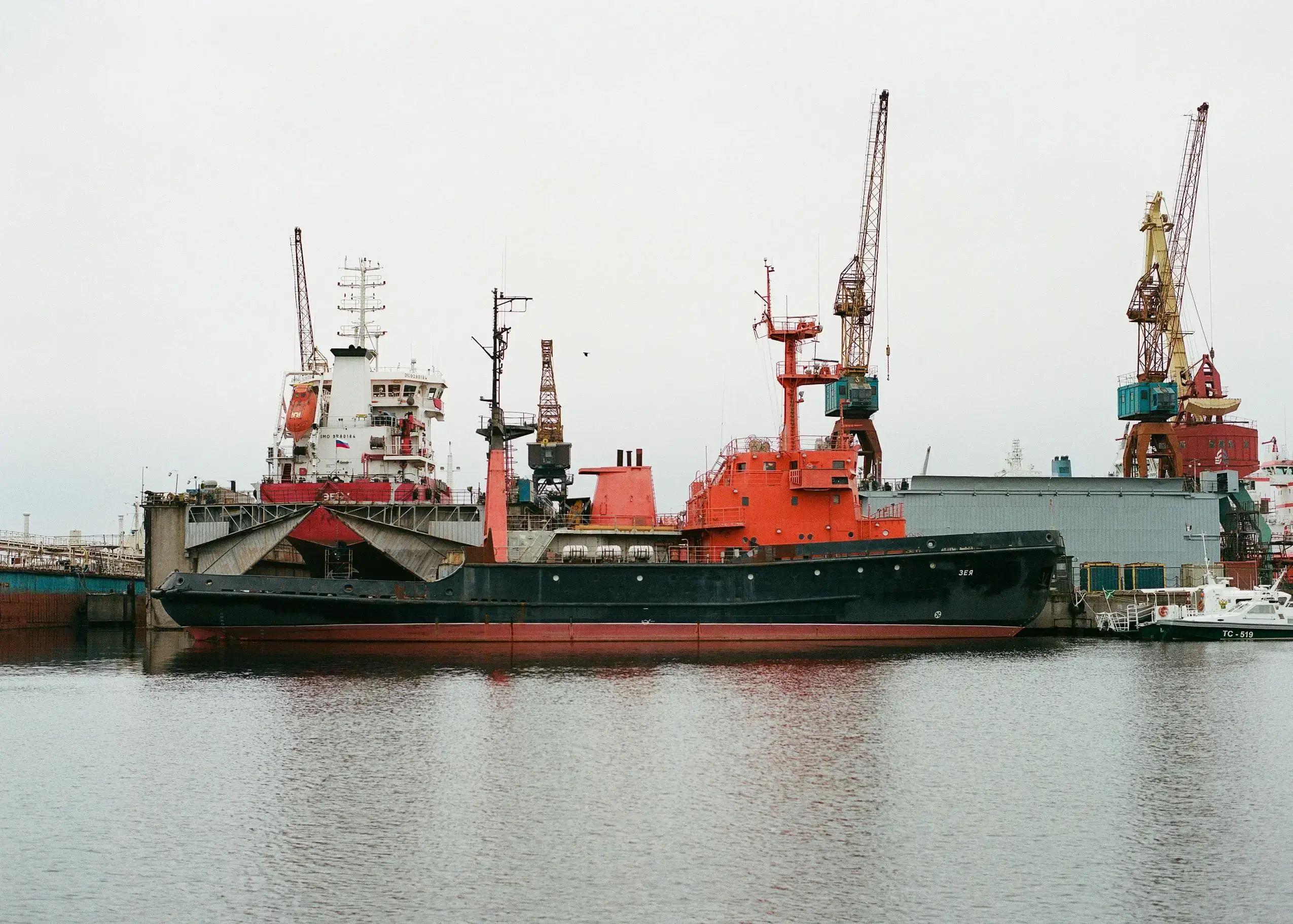View of Ship Docking at Reloading Wharf
