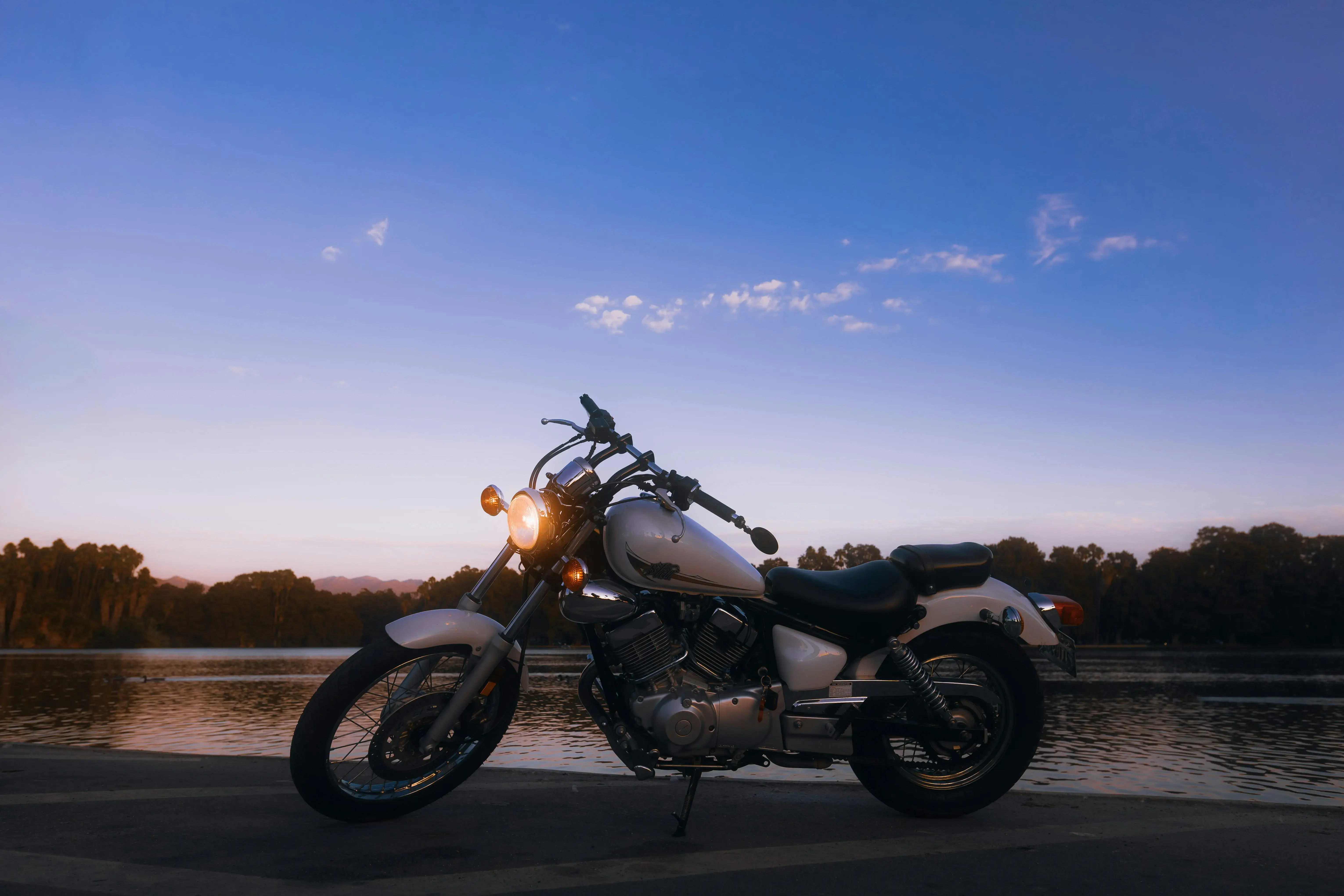 Classic Motorcycle at Sunset