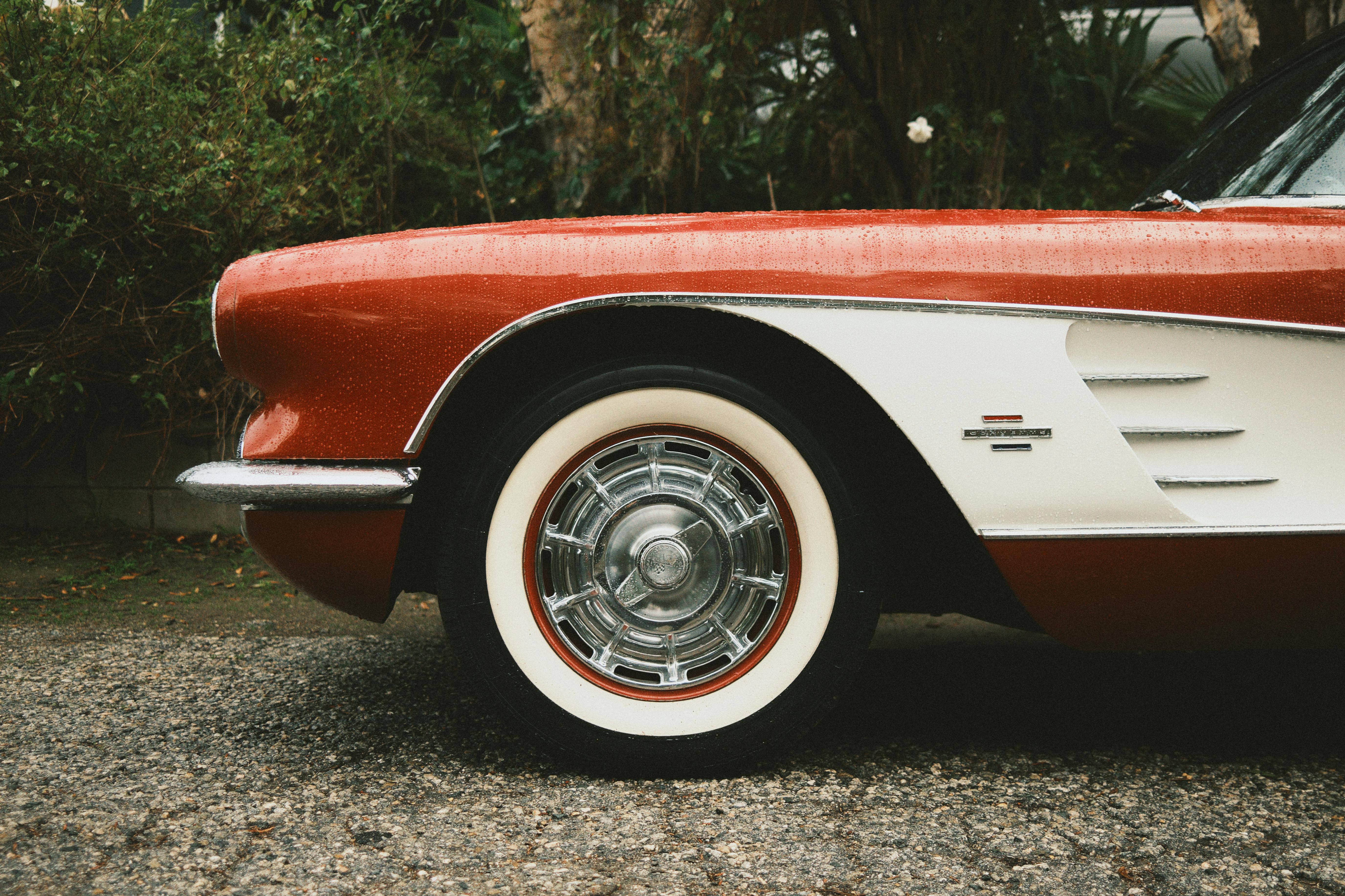 Close-up of Classic Red Vintage Car