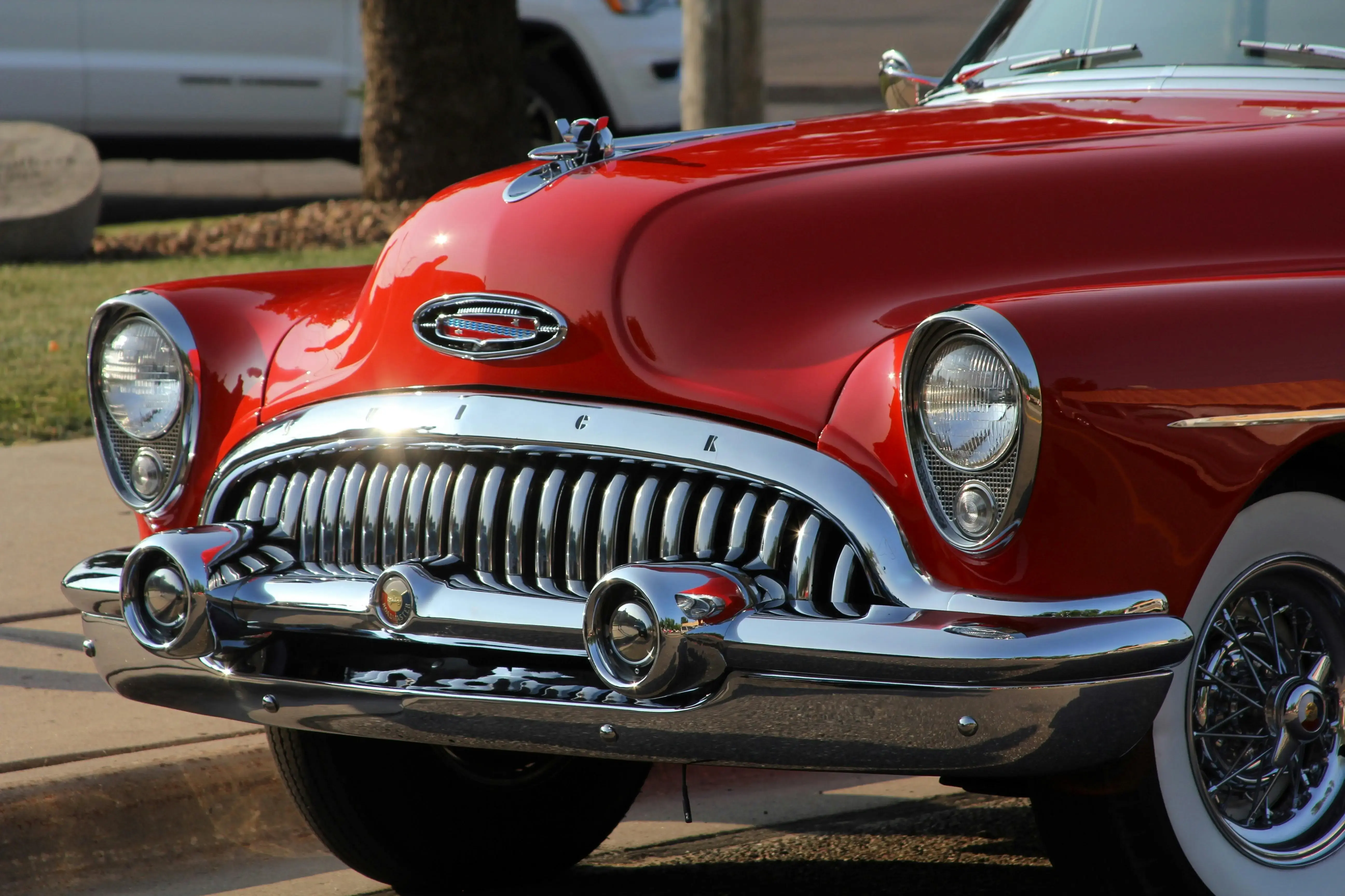 Vintage Red Buick Classic Car Front View