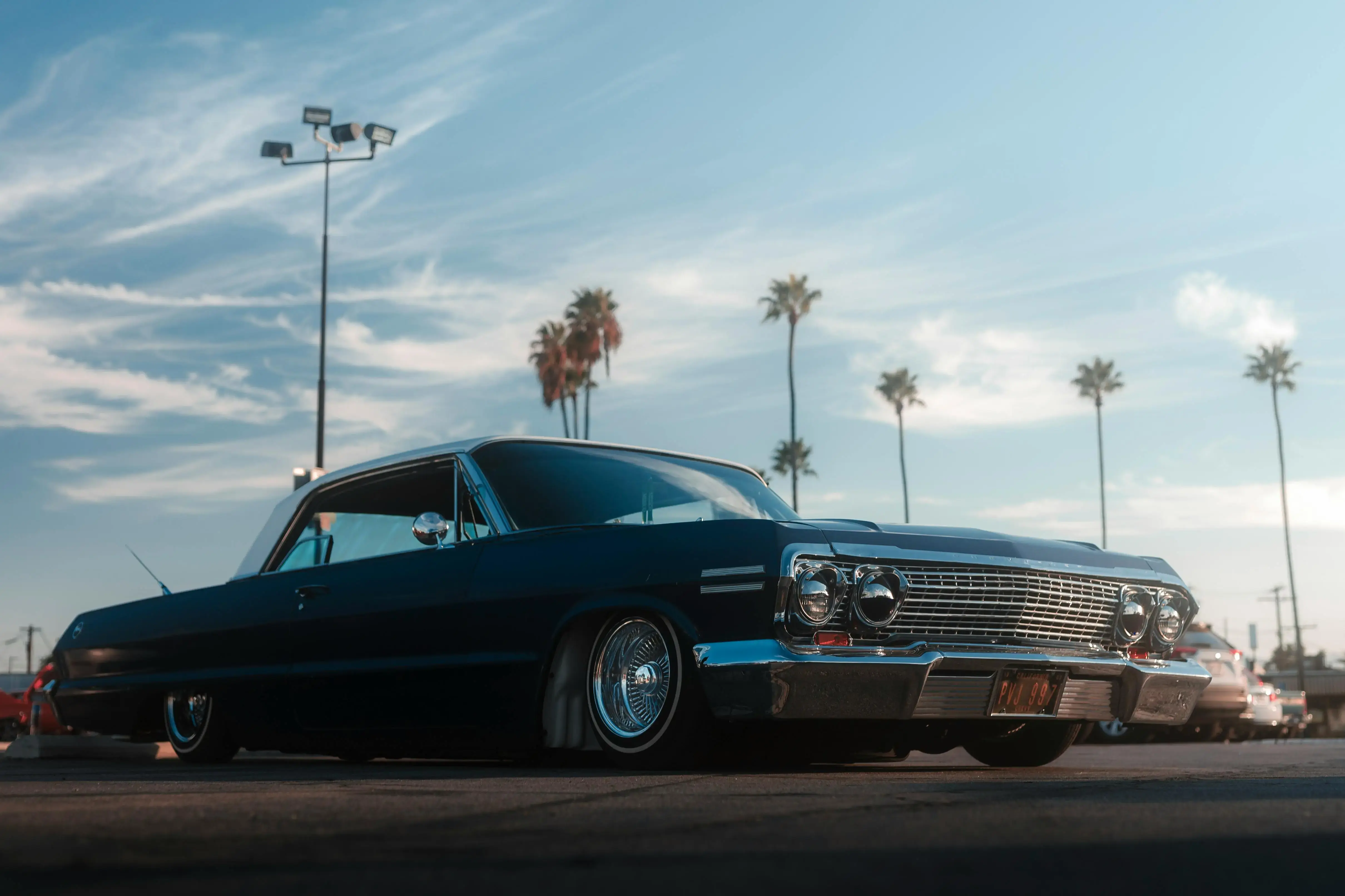 Classic Car in Sunny California Parking Lot