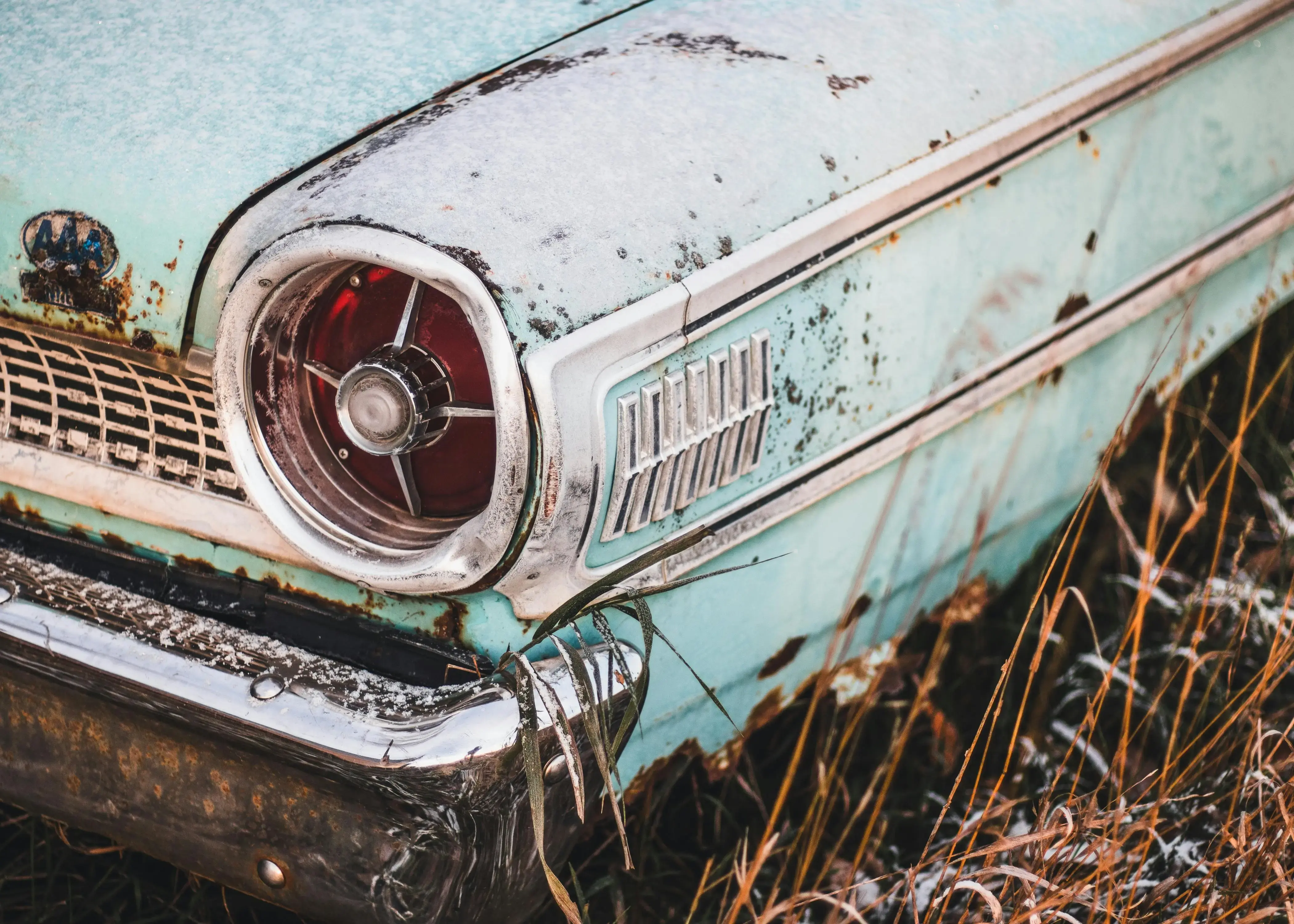Headlight of Abandoned Rusty Car