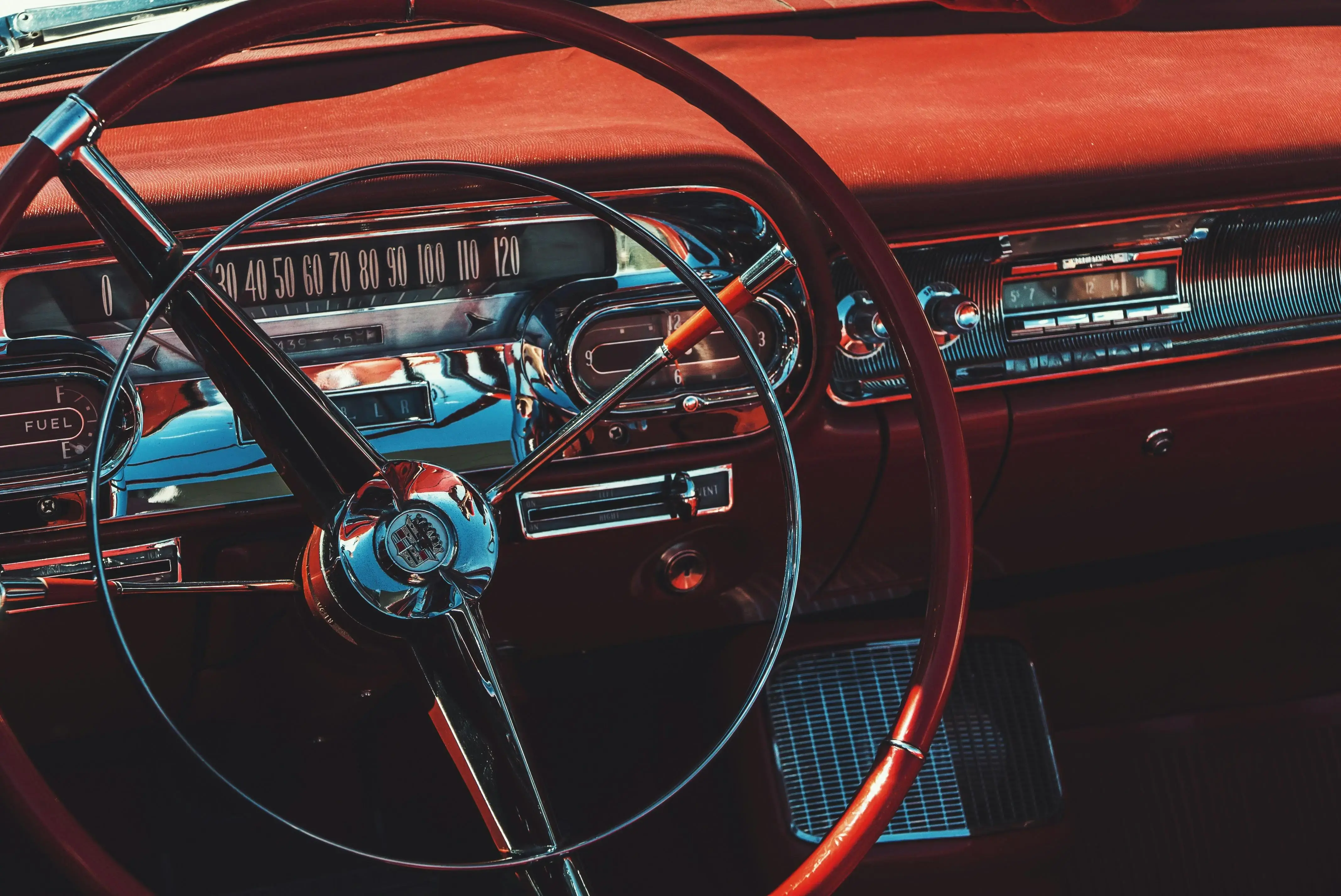 Brown and Black Steering Wheel