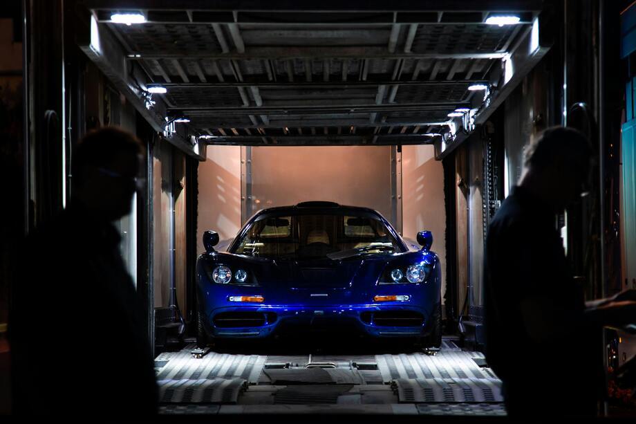 Car secured inside a shipping container at a West Coast Shipping warehouse
